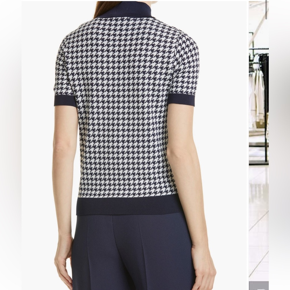 BOSS Faryna Houndstooth Check Short Sleeve Sweater - Picture 2 of 11